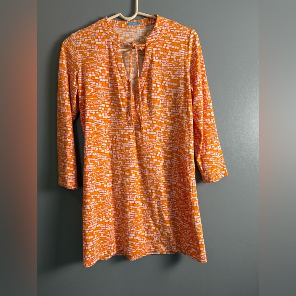 J. McLaughlin Tunic Top Orange Tile Womens Sz XS 17" PTP